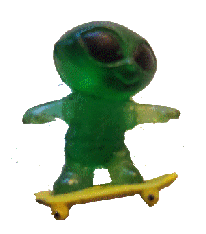 alien on a skateboard